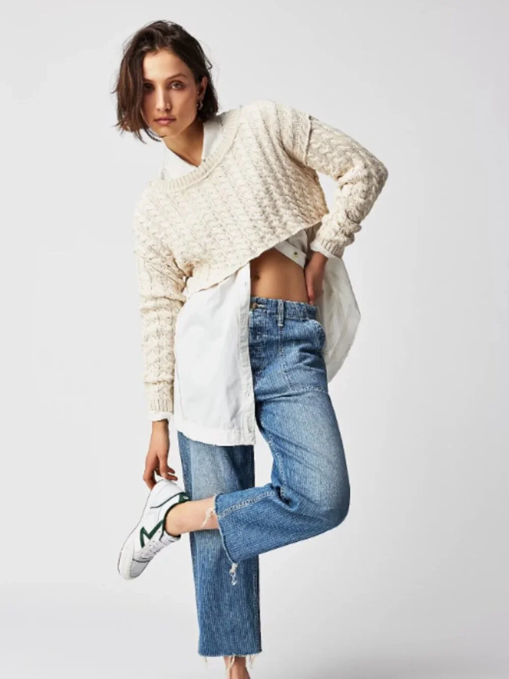 Tuesday Cable Crop Sweater - Free People